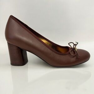NATURALIZER Sienna Block Heel Leather Pump in Brown Leather NEW
